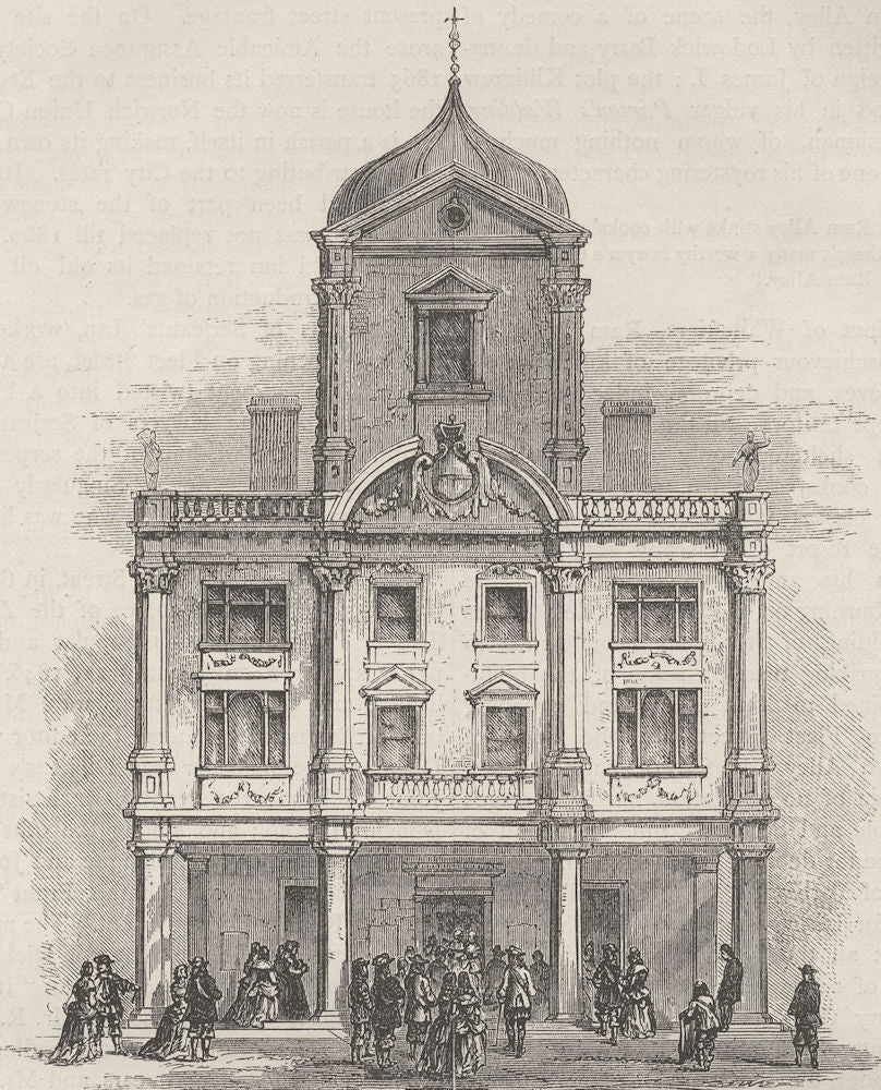 WHITEFRIARS. The Dorset gardens Theatre, Whitefriars. London c1880 old print